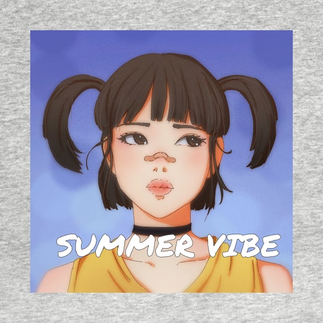 Summer Vibe - BLUE - Anime Art T-Shirt by linhphamarts